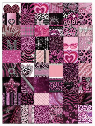 54pcs Y2K Pink Leopard Print Stickers, Sweet & Cool Girl Style Heart & Crown Elements, Ins Style Decorative Decals For Phone Case, Water Bottle, Laptop, Journal DIY, Scarpbook Supplies