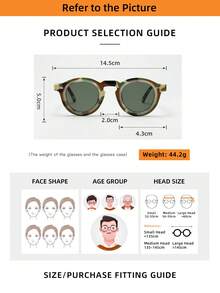 1pc Unisex Retro Round Small Frame Personalized Minimalist Fashion Glasses, Suitable For Party, Travel, Beach, Daily Wear - Camouflage Frame Green Piece - View 5