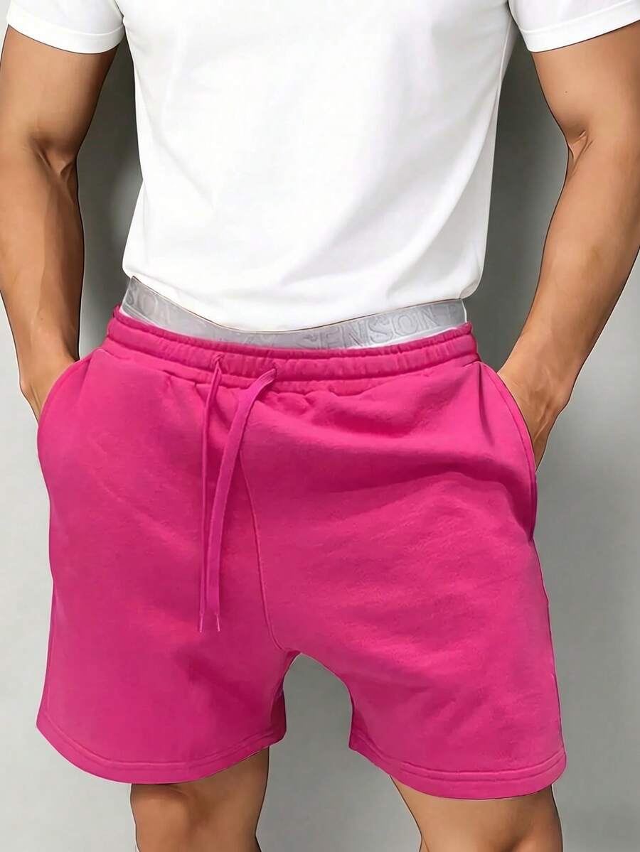 Men's Hiking Sports Knit Five-Pocket Casual Comfortable Multifunctional Basic Sports Shorts - Hot Pink - View 1