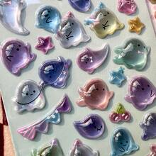 1pc New 3D Embossed Square Sticker, Waterproof Transparent Crystal Decorative Sticker Suitable For DIY Crafts And Daily Use - One Size Random - View 6