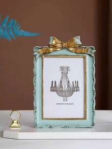 1pc European Style Ribbon Decorated Photo Frame, Can Be Used Horizontally Or Vertically, Includes 1 Random Paper, Suitable For Photo Display, Home Decor, Gifts, Birthday, Graduation, Room Decoration, Bedroom Decor, Wedding Frame, Photo Frame Decor - A - View 3