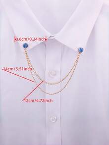 1pc Men's Minimalist Shiny Collar Chain Brooch, Fashionable Shirt Collar Decoration Accessory - Brooch - View 3