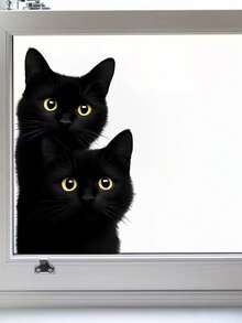 1pc Cute Black Cat Window Decal - See-Through Animal Sticker, Self-Adhesive Vinyl Decal, Suitable For Home And Car Decor, Easy To Apply, Great For Switches And Glass Windows, Adds A Playful Touch To Any Room, Cat Decor - D - View 5