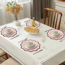 20Pcs Pink Scalloped Paper Placemats Disposable Waterproof Table Round Place Mat 13.5 Inch Stain Proof Kitchen Dining Decor For Christmas Birthday Wedding Tea Party - Pink - View 7