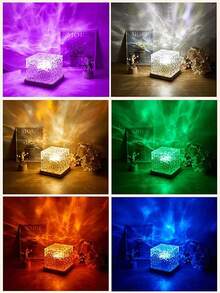 16种模式RGB投影灯，水波立方体灯，遥控器，游戏派对氛围灯，送给朋友的独特礼物，圣诞节 - 多色光 - 查看 10