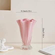1 pieza Jarrón de vidrio con pétalos de lujo y alta gama, soporte decorativo para flores de estilo Ins adecuado para flores frescas en la sala de estar, decoración de mesa de comedor, jarrón francés - A - Ver 12