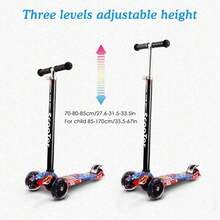 Scooters para Niños, Patinete para Niños, Scooter Patinete De 3 Ruedas Con Luces LED, Patín del, Patinete de Altura Ajustable para Exteriores, Patinete Infantil Juguete Regalo Para Niños Niñas 3-12 Años - Vistoso - Ver 4