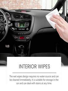 rayhong 80pcs Car Interior Cleaning Wet Wipes, Stain Removal, Degreasing, Shine Enhancing, Portable Wet Wipes. Protect And Clean Synthetic Leather Sofa, Car Seats And Shoes, Prevent Cracking And Fading. Renew And Restore Luster, Enhance Inner Texture. - Khăn lau vệ sinh nội thất xe hơi - Xem 5