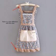 1pc Polka Dot & Floral Patchwork Princess Apron, Oil-Resistant Polyester Material With Adjustable Strap And Large Pocket, Suitable For Home Kitchen, Baking, Cafe, Bubble Tea Shop And Catering - Multicolor - View 11