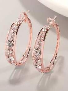 1 Đôi bông tai khoét rỗng đính đá lấp lánh, bông tai cá nhân hóa để đeo hàng ngày. - Hoa tai hình chữ C - Xem 5