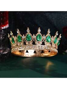 1 pieza Diadema decorativa de lujo con diseño de corona de strass para damas, corona real, accesorio elegante para novia, decoración para eventos, fiestas y festivales - Multicolor - Ver 17
