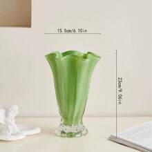 1 pieza Jarrón de vidrio con pétalos de lujo y alta gama, soporte decorativo para flores de estilo Ins adecuado para flores frescas en la sala de estar, decoración de mesa de comedor, jarrón francés - A - Ver 13