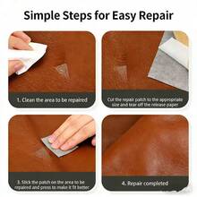 1pc Brown Faux Leather Rectangular Patch, Suitable For Sofa Repair - 20*100cm Brown Leather - View 5