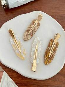 4个裸色无痕发夹，适合女性日常妆容和梳妆，夏季、度假、旅行 - 彩色 - 查看 1