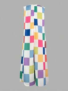 Women's Casual Colorful Plaid Sleeveless Jumpsuit For Resort Summer Elegant - Multicolor - View 3