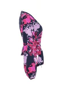 Áo kiểu tay phồng in hoa, xoắn eo, thích hợp cho kỳ nghỉ. - Màu Hồng Tươi - Xem 6