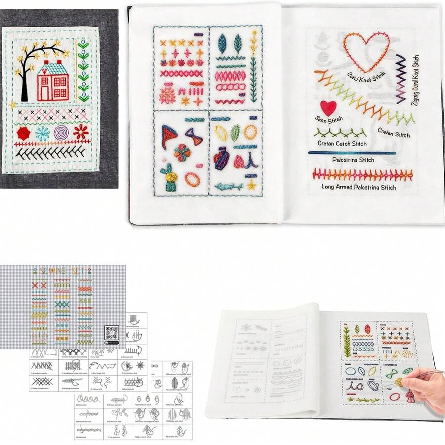 LAMYA Learn Embroidery Stitches – DIY Sewing Book Kit With Patterns For Creative Crafting - 26B41-lAN - View 1