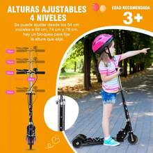 Patinete Plegable MUÜNSOY para Niños Mayores de 3 Años, Patinete Infantil con 3 Ruedas Brillantes, Freno en el Manillar, Altura Ajustable, Patinete Infantil con Timbre, Caja de Regalo de Navidad - Negro+Rodilleras - Ver 3