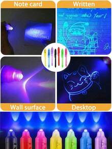 2-In-1 UV Invisible Ink Pen, Spy Pen, Magic Marker, Party Gift, 10/5/1pc Upgraded UV Invisible Ink Pen For Writing Secret Messages, Party Gift, Random Color And Shape - Multicolor - View 4