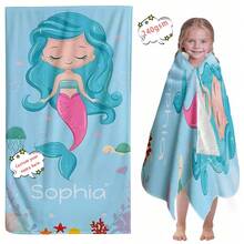 Personalized Children's Beach Towel, Custom Letter Combination And Fun Beach Pattern Design, Exclusive For Children, Girls, Boys, Adults, Quick Drying Custom Towel, Suitable For Beach, Pool, Bathroom, Exclusive Gift - Multicolor - View 2