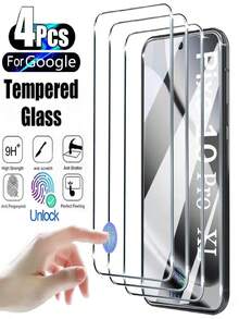 防震安卓屏幕保护膜 4 片装高清钢化玻璃屏幕保护膜，兼容 Pixel 10 Pro XL 9 Pro XL 8 7 Pro 8A 7A 6A，9H+ 硬度，防刮花，支持指纹解锁，易于安装，全覆盖，母亲节礼物 - 無色 - 查看 15
