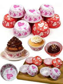 100/200 chiếc giấy lót bánh cupcake hình trái tim màu hồng/đỏ, đường kính 11cm, thiết kế họa tiết trái tim và tình yêu, thích hợp cho các buổi họp mặt gia đình, đám cưới, sinh nhật, ngày Valentine, Giáng sinh và các dịp khác. - Xem 9