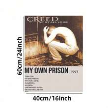 Enmarcado Póster plano 2D, 1 unidad. Póster de la portada del álbum "My Own Prison" de Creed (1997). Arte mural musical , ideal para la decoración del hogar, la oficina, cafeterías y bares. Impresión de letras icónicas de 30 x 45 cm (12 x 18 pulgadas). Regalo moderno para la decoración de habitaciones, ideal para fans, hombres y mujeres. - Enmarcado - Ver 7