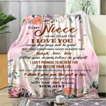 Chăn nỉ in hình "Dành tặng cháu gái" mềm mại và thoải mái - Lý tưởng cho du lịch, ghế sofa, giường ngủ, giấc ngủ trưa ở văn phòng | Thoải mái suốt bốn mùa | Món quà sinh nhật hoàn hảo