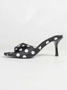 Elegant Solid Color High Heels, Elegant Fabric Ruffle Party Outdoor - /white Spot - View 14