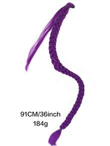 28-Inch Purple Synthetic Fiber Braid Wig, Convenient Clip-On Ponytail Hair Extension, Suitable For Cosplay, Halloween Costumes - Multicolor - View 21
