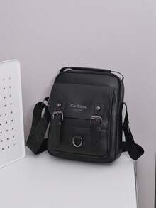 Túi đeo vai công sở nam, dung tích lớn, chất liệu da PU bền chắc, túi đeo chéo đa năng chống thấm nước. - màu đen - Xem 1