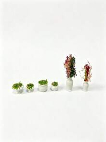微型植物模型成品花盆景观花盆户外花坛绿植，微型花坛花瓶模型户外仿真景观花盆盆栽建筑沙盒微场景装饰花架，适合作为圣诞礼物、角色扮演游戏、生日礼物 - 彩色 - 查看 13