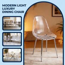 Clear Acrylic PET Spoon Chairs (Sleek Silver Legs) - 4-Piece Set Modern Chic Dining Seats - Silver - View 2