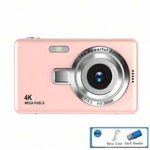 Cámara digital de 2.4": 50MP, zoom digital 16X, cámara digital compacta, adecuada para adolescentes y principiantes, regalo ideal para el Día de la Madre, cumpleaños, fiesta (incluye lector de tarjetas) - Rosa + lector de tarjetas - Ver 12