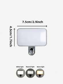 Baijun XU Mini Pocket Soft Light With 1 Clip, 3 Brightness Levels, Portable & Compact, Suitable For Smartphone, Camera, Laptop, Available In Rose Red, Silver, Black, Rose Purple, Great For Photography, Video Calls, Makeup, Lighting - Selfie Light - View 3