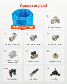 Air Compressor Line Kit, 200FT X 3/4", HDPE-Aluminum Compressed Air Piping System, Leak-Proof & Easy-To-Install, Compressed Air Line Tubing Kit For Garages Workshops, Blue - 200FT X 3/4" Blue - View 2