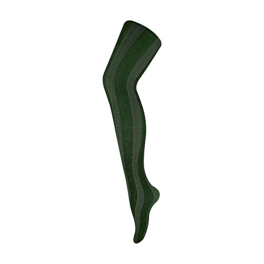 Sock Snob Sock Snob - Ladies Thick Coloured 80 Denier Opaque Patterned Winter Fashion Tights - 條紋卡其色 - 查看 1