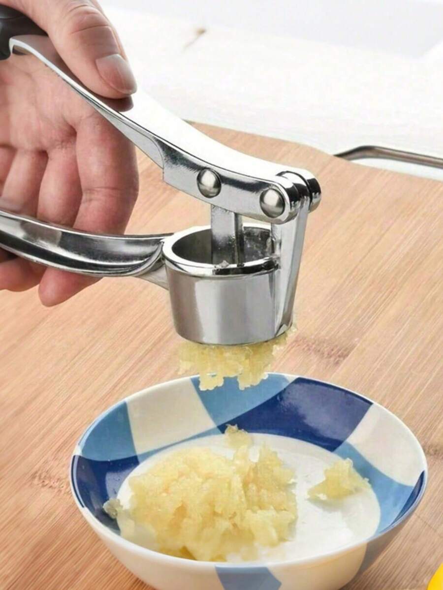 Prensa de ajo manual de acero inoxidable 3 en 1, trituradora de ajo multifuncional de cocina, fabricante de pasta de ajo, prensa de ajo, accesorio de cocina, funciones: prensa de ajo + cascanueces + abrebotellas, molinillo de ajo y jengibre compacto y duradero