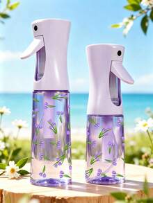 New Purple Tulip Pattern PET Refillable Travel Spray Bottle, Professional High Pressure Airless Atomizing Spray Bottle, 200ml/300ml High Pressure Continuous Airless Atomizing Spray, Hair Styling Tool Accessory, Hair Salon Travel Essential - Multicolor - View 2
