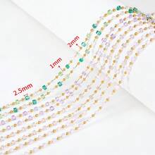 1m Fashionable Stainless Steel Square Bead Chain, Colorful Bohemian Style Beaded Chain Suitable For DIY Bracelet, Necklace, Jewelry Accessories - DIY Chain - View 4