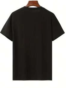 Men's T Shirt Versatile Fit, Men's Breathable Cotton T-Shirt, Men'S Graphic T-Shirt - Black With Blue Mask Print - Lightweight Summer Tee For Everyday & Themed Events - Breathable Round Neck Shirt - Casual Streetwear Essential, Event Apparel, Bold Print Top, Comfortable Fit, Street Style,  Design, Soft Material, Print Top, Young Adults 100% Cotton, 220g Fabric, Gift For Dad Christmass Gift - 黑色17 - 查看 2