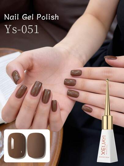 1 Bottle 10ml Coffee Brown Gel Nail Polish - Long-Lasting Glossy, Highly Saturated Shine, Sturdy & Durable Nail Gel, Suitable For Nail Salon DIY And Women's Gifts