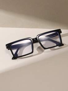 Unisex Square Large Frame Plastic Black Eyeglasses, Computer/Gaming/TV/Phone Glasses, Light Glasses, Fashion Optical Glasses Frame - Black - View 3
