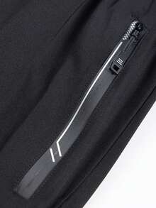 1pc Men's Solid Color Casual Loose Sports Pants, Versatile For Running, Outdoor, Hiking, Jogging, Fitness, Suitable For Summer Beach And Commute, Fashionable Drawstring Cropped Trousers Black - Black - View 6