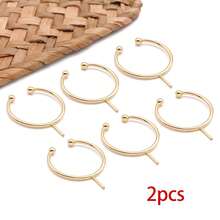 2个18K镀金可调节戒指托，开口C形戒指托，带扁平垫片和销钉，DIY珠宝制作材料 - 金色 - 查看 10