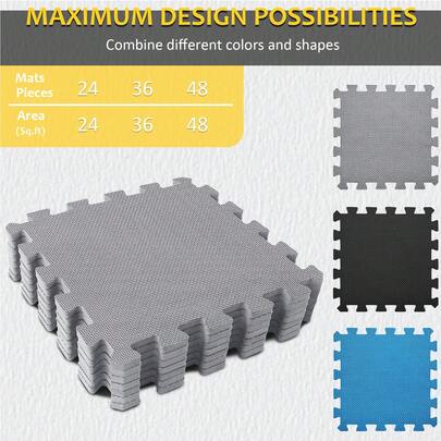24 Pieces Of Fitness Interlocking Pads, 12.2-Inch 12.2-Inch Game And Exercise Pads, EVA Foam Brick Puzzle Exercise Pads, Gym Floor Mats Suitable For Home Exercise Equipment, Easy To Carry.
