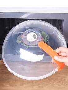 1pc Microwave Splash Guard, Transparent Microwave Food Cover, Reusable Splash & Oil Proof Seal, Heat Resistant Kitchen Cover - Multicolor - View 4