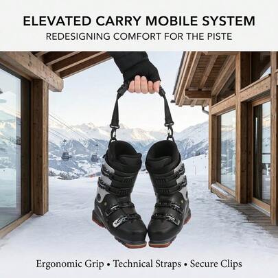 Ski & Snowboard Boot Carrier, Handheld Fixed Bindings With Strap, Portable Gear Carrier For Snow Sports Travel & Winter Outdoor Activities