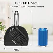 NACENA Handheld Dustpan And Broom Set – Mini Compact Brush Combo For Desktop, Sofa, Car & Kitchen Crumbs Small Cleaning Tool With Stiff Bristles, Blue - Black - 查看 2