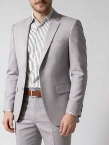 Men's Microfiber Gabardine Tailored Suit, High Quality - Màu Xám nhạt - Xem 17